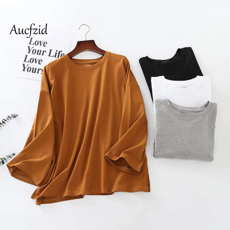 

Aucfzid Summer Harajuku T Shirt Women Oversize Basic Tshirt Female Spring Batwing Sleeve Tops Casual Tee A116