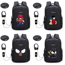 

Japan anime Ranma backpack USB Charging backpack student book bag Teenagers Laptop Backpack Anti-theft backpack 16 style