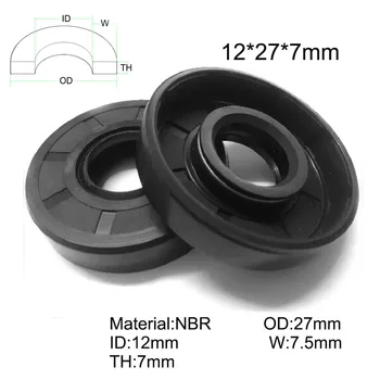 

20pcs/NBR Shaft Oil Seal TC-12*27*7 Rubber Covered Double Lip With Garter Spring