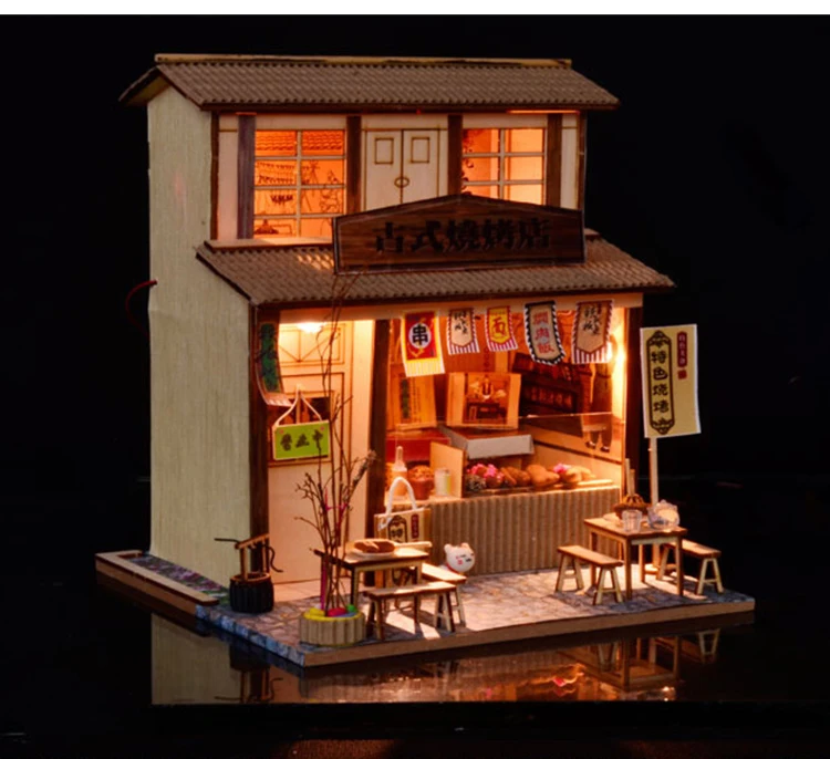 Sala de Móveis Casa de Bonecas em Miniatura Brinquedos para as Crianças Cutebee Casa Faça Você Mesmo Popular Chinesa Arquitetura 8 Bonecas Em Miniatura Casa de Bonecas Em