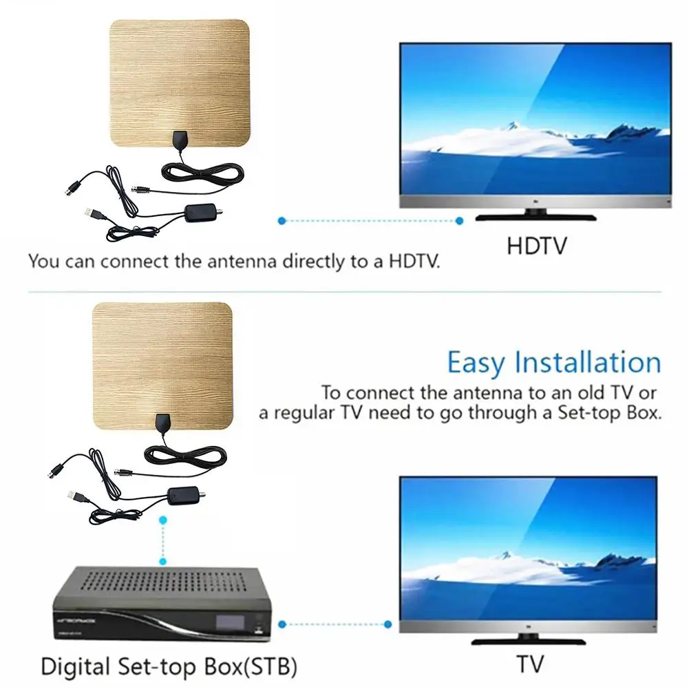 1000 Mile 4K 1080P Signal Amplifier Digital TV Antenna Ground Wave Signal Receiver With DVB-T2 Indoor Satellite Grid Aerial