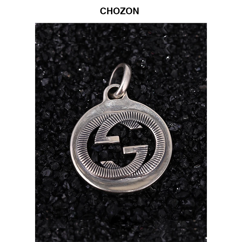 

925 Sterling Silver Double G Personality Necklace Pendant Korean Retro Style GG Pendant for Women Minimalism Chain Pendant