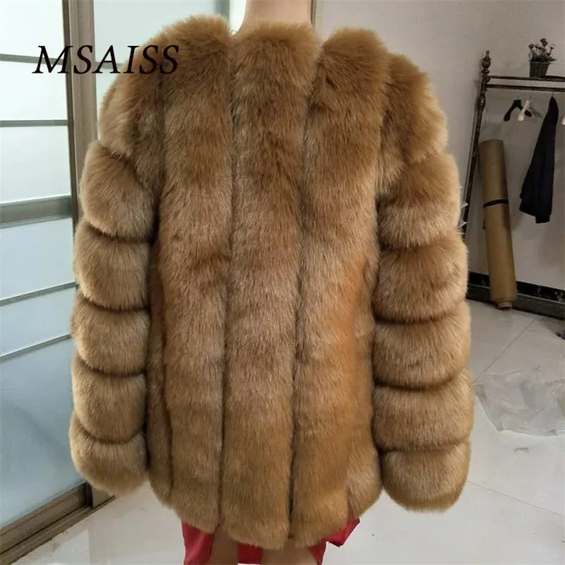 Женское Брендовое меховое пальто, зимняя женская длинная Шубы из искусственного лисьего меха, роскошная женская меховая куртка, Высококачественная шуба из искусственного меха - Цвет: CAMEL