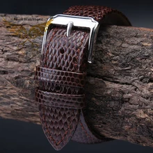 18 mm 20 mm 22 mm 24 mm brun MAN nouveau haut Grade Lizard motif cuir véritable bracelet montre bracelet livraison gratuite