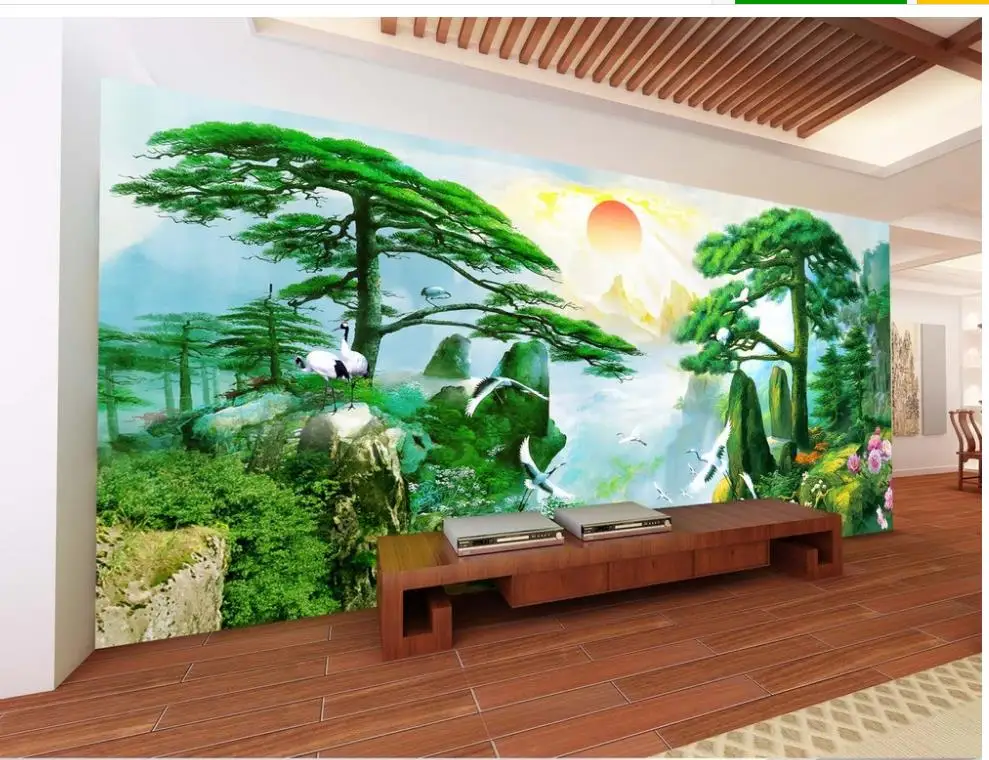 

Custom Any Size TV Background Wall Mural Wall Paper Original National Highest Clear Welcoming Pine Landscape Background Wall