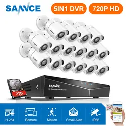 SANNCE 16CH видеонаблюдения системы HD 1080N DVR 16 шт. 1.0MP водостойкие ИК внешняя цилиндрическая камера комплект с 2 т HDD