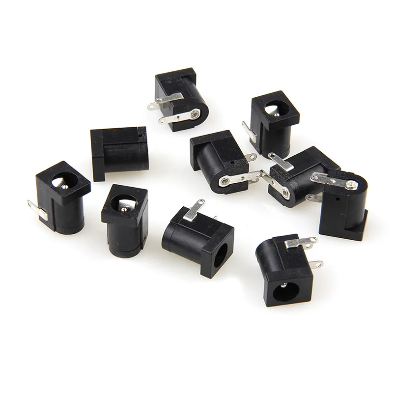 

10Pcs PCB Mount 5.5 x 2.1 mm Black Female DC Power Jack Plug Socket Connector