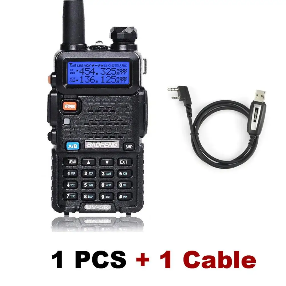 Baofeng UV-5R 136-174/400-520 МГц портативная рация 5 Вт VHF UHF Двухдиапазонный портативный радиоприемопередатчик - Цвет: 1 PCS with Cable