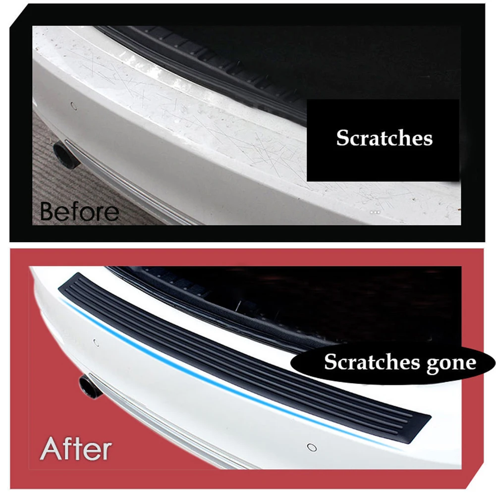 1x Car Rear Bumper Cover Sticker Strip Protector Trunk Sill Scuff Plate Guard Automobiles Exterior Parts Styling Mouldings