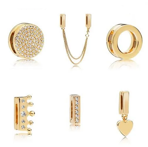 

2018 925 Silver Reflections clip Shine Charm with zircon Original Beads for Women Jewelry Fit Pandora Bracelets Necklace
