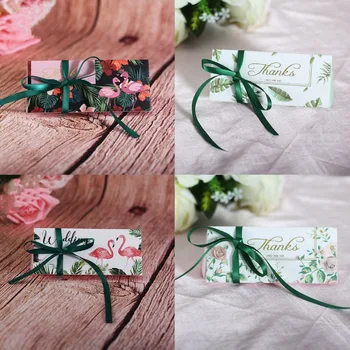 

50pcs European Flamingo forest style Green / Pink Candy Boxes Wedding Favors Bomboniere Party thanks Gift Box Chocolate Box