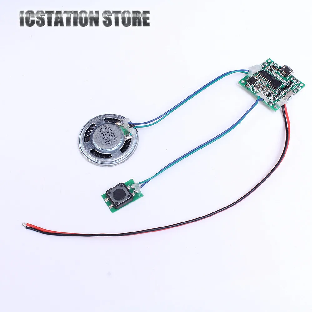 

Button Control Programmable MP3 Music Voice Player Module w/ 8M Memory Speaker for DIY Musical Gift Box Greeting Cards Micro USB