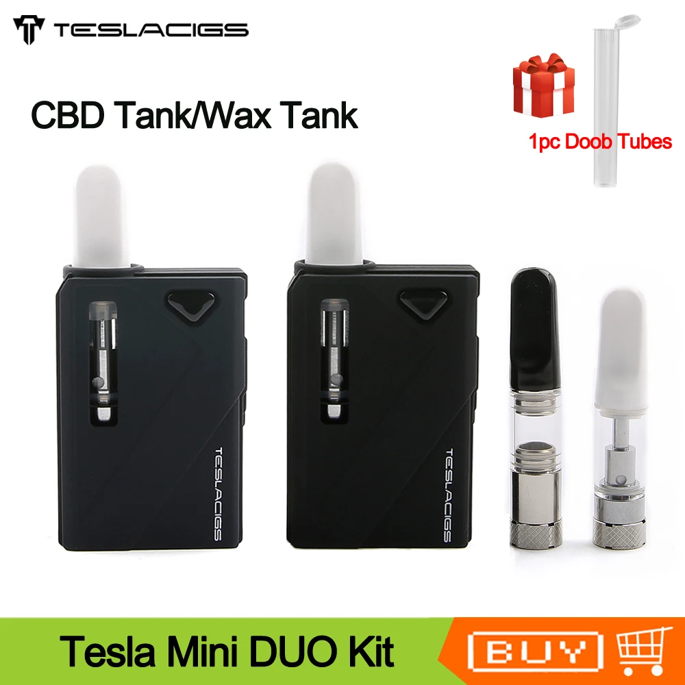 

Original Tesla Mini Duo Kit 500mah Battery Mini Duo CBD Mod 2 In 1 Vaporizer Electronic Cigarette Vape Kit For Wax CBD Tank