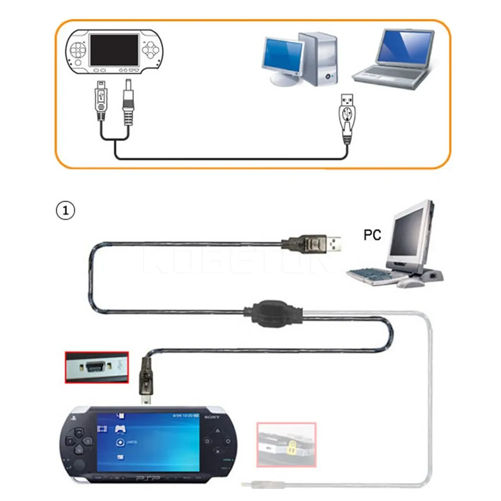 Kebidu 10 шт./лот 2 в 1 взаимный обмен данными между компьютером и периферийными устройствами 2,0 передача данных зарядки Зарядное устройство Кабельный Шнур для sony для Оборудование для psp 2000 3000 PS Vita