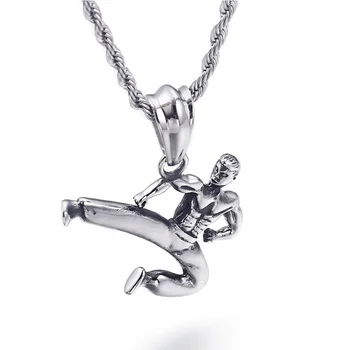 

New titanium steel martial arts master character Kung Fu sports pendant foreign trade stainless steel men 's jewelry