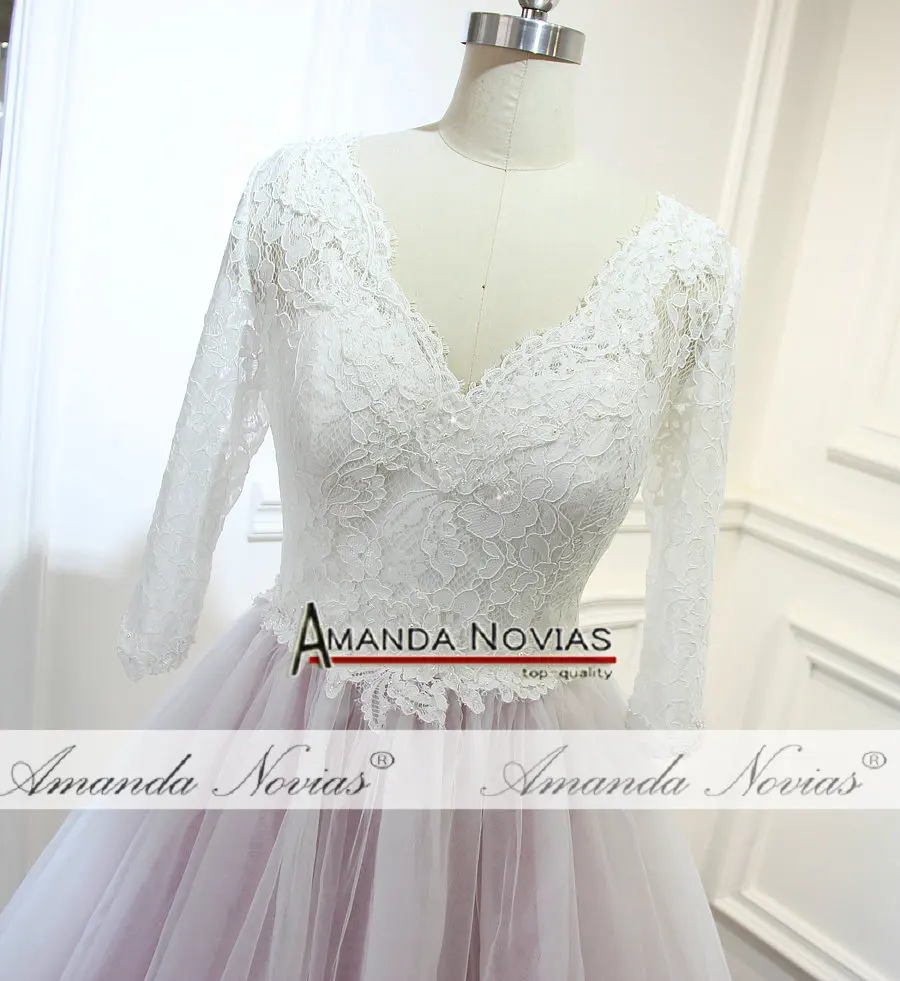 Amanda Novias Свадебное платье до пола с v-образным вырезом и коротким рукавом разных цветов