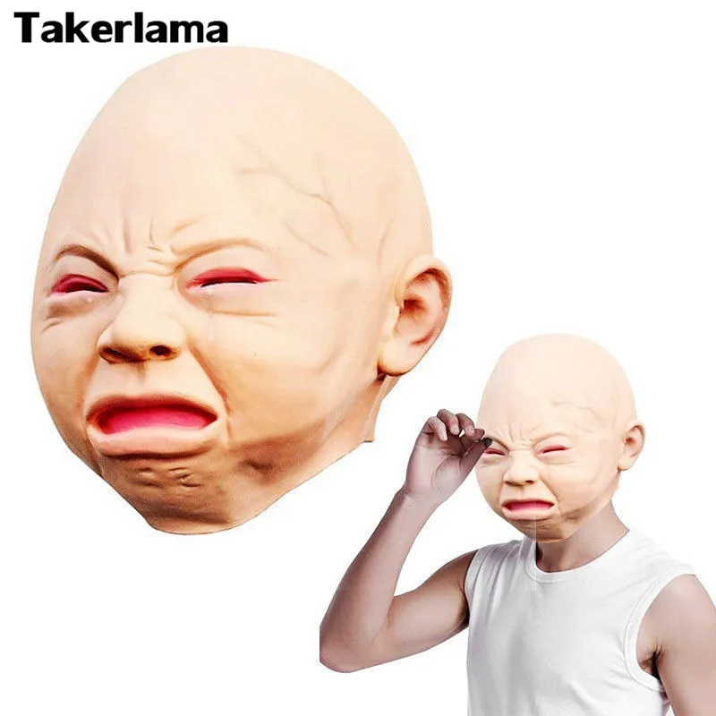 

Unisex Latex Scary Crying Mask Costume Halloween Full Head Face Mask Creepy Cry Baby Face Mask Funny Party Cosplay Adult Mask