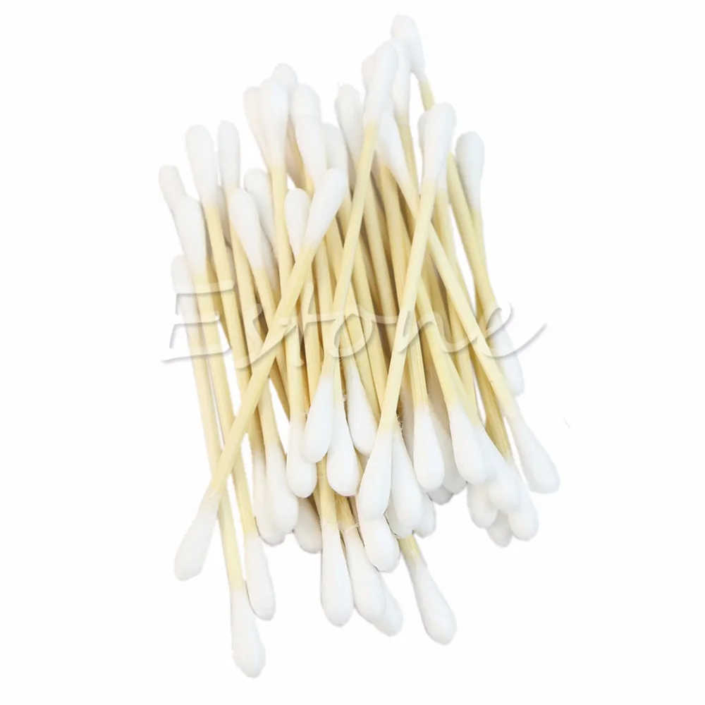 100Pcs/SET Cotton Swab Applicator Q tip Swabs Double Head Wood Cosmetic