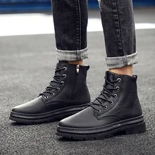 Модные повседневные мужские мотоциклетные ботинки в стиле ретро, демисезонные ботильоны с круглым носком, ботинки на шнуровке, уличная Рабочая обувь