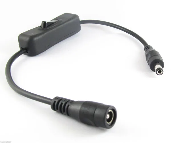 

New 1pcs 20CM For DC Connector AC Power Plug With Switch 5.5x2.1mm Extension Connector Switch Power Plug Cord For LED Strip