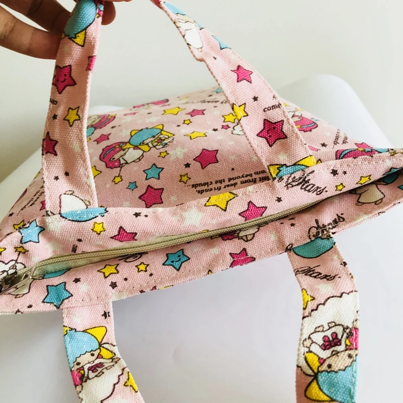 Прохладный 1 шт. Розовый Little Twin Star Мода портативный холст сумки для обедов мультфильм Пикник мешок еда ящик для коробки хранения для женщин д