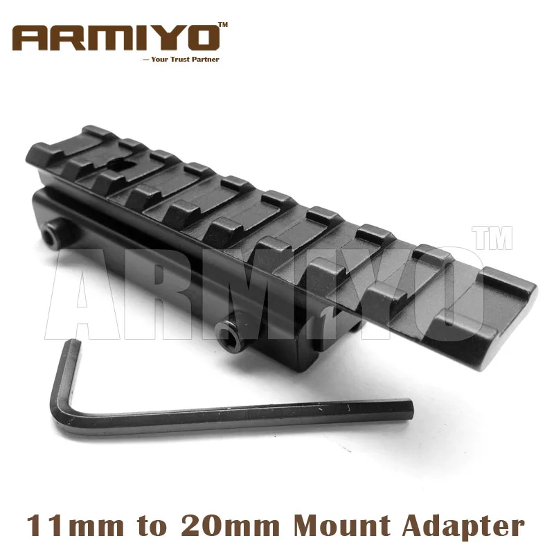 

Armiyo Extension 11mm to 20mm Picatinny Rack Rail 100mm Length Mount Scope Adapter Hunting Shooting Accessories