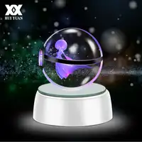 HUI YUAN 3D Crystal Ball LED Lamp Voor Pokemon Serie Eevee/Gardevoir/Raichu 5CM Desktop Decoratie Licht glas Bal HY-667