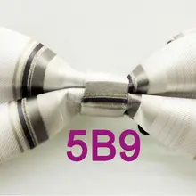 Yibei Coachella Галстуки белый с серыми полосками галстук-бабочка взрослых двухэтажные унисекс лук Галстуки смокинг бабочка Свадебные платья предварительно связали