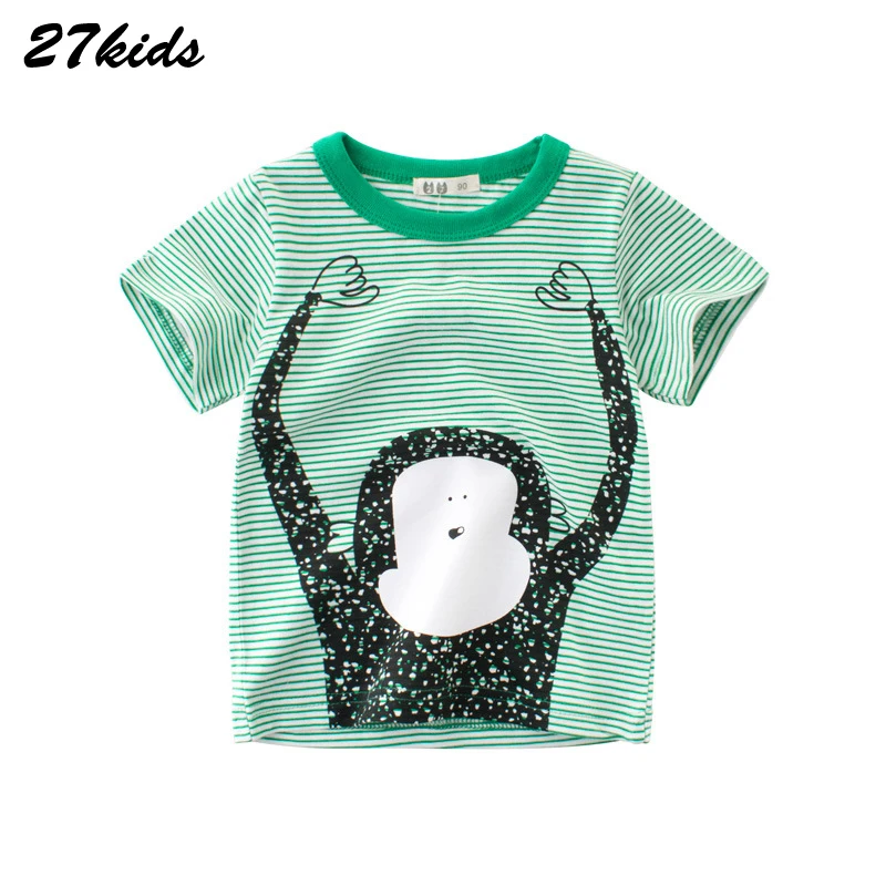 27kids Animal Monkey Baby Clothes Children's T shirt Girl Boy Short