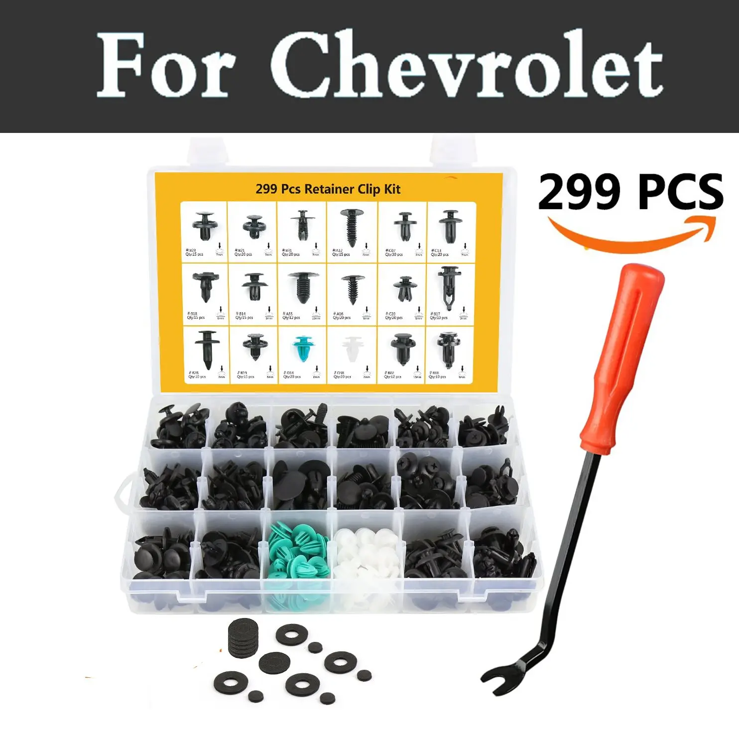299pcs Car Retainers Door Bumper Trim Clip Rivets Push Pin Fasteners Tool For Chevrolet Corvette