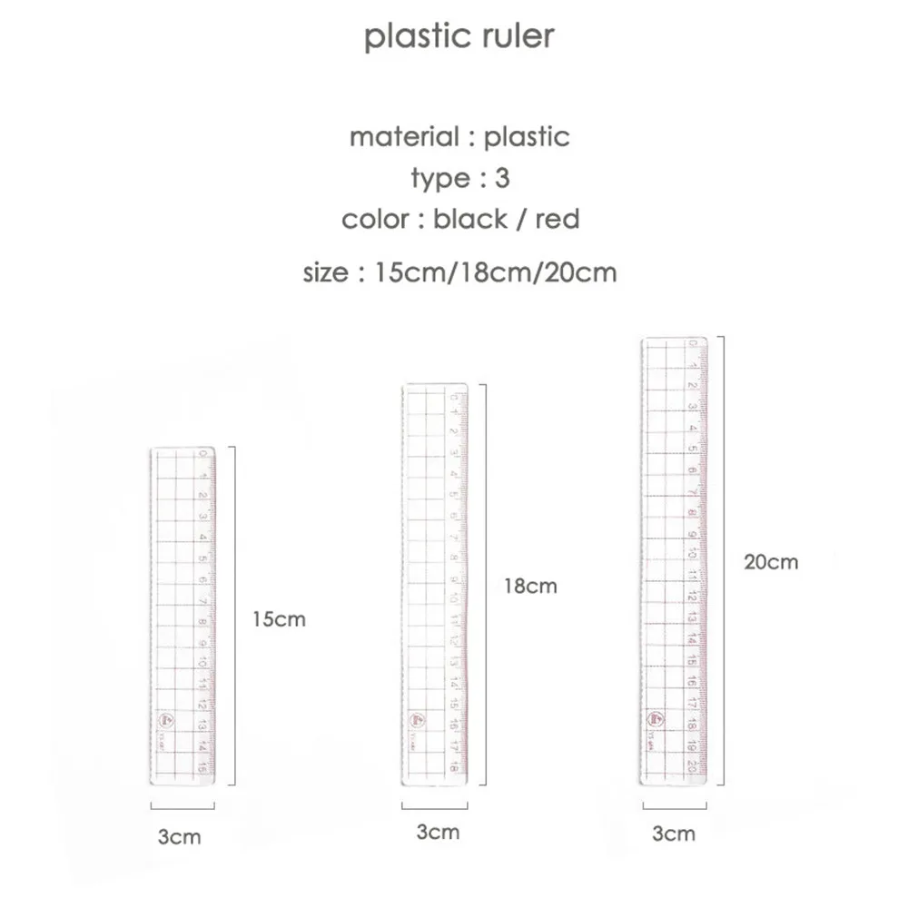 15 см/18 см/20 см длина прозрачный простая линейка акриловые линейки обучения писчая, для рисования школьные канцелярские принадлежности