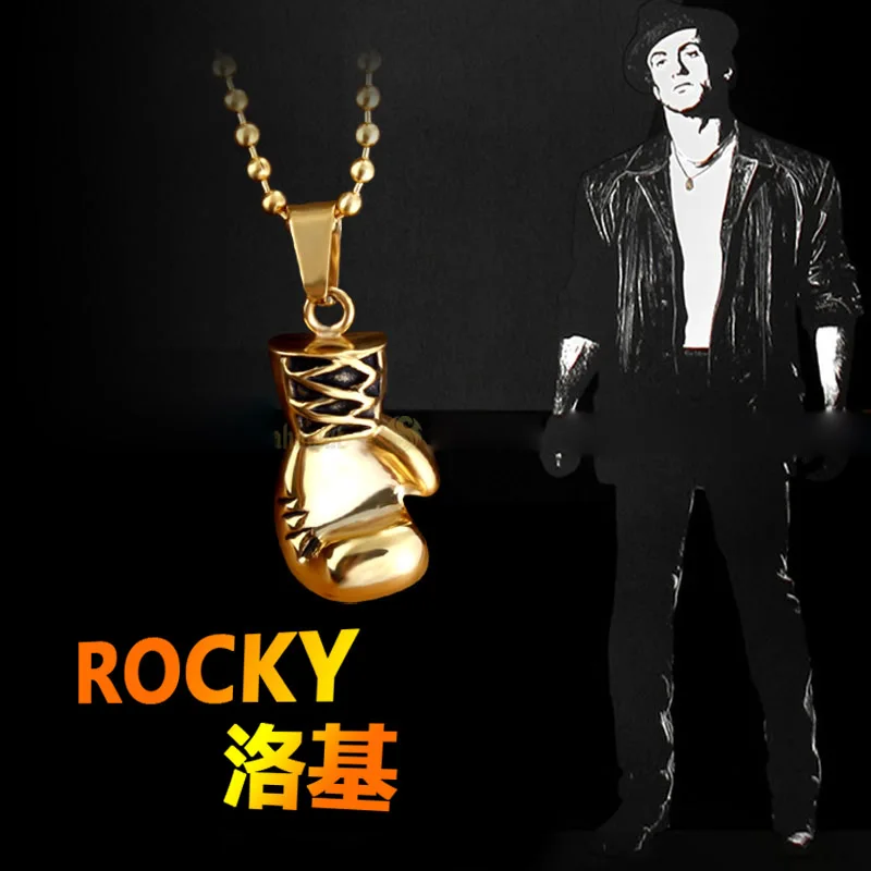 Gants de boxe Muhammad Ali classique collier pendentif Sylvester Stallone  Rocky V plaqué or gants de boxe collier pour hommes | AliExpress