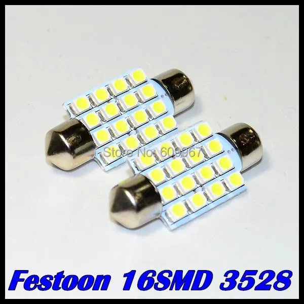 Festoon led 36mm 39mm 41mm 31mm 3528SMD 16LED White light Festoon led Dome light 1210smd Auto Car Bulb Lamp Light Free Shipping