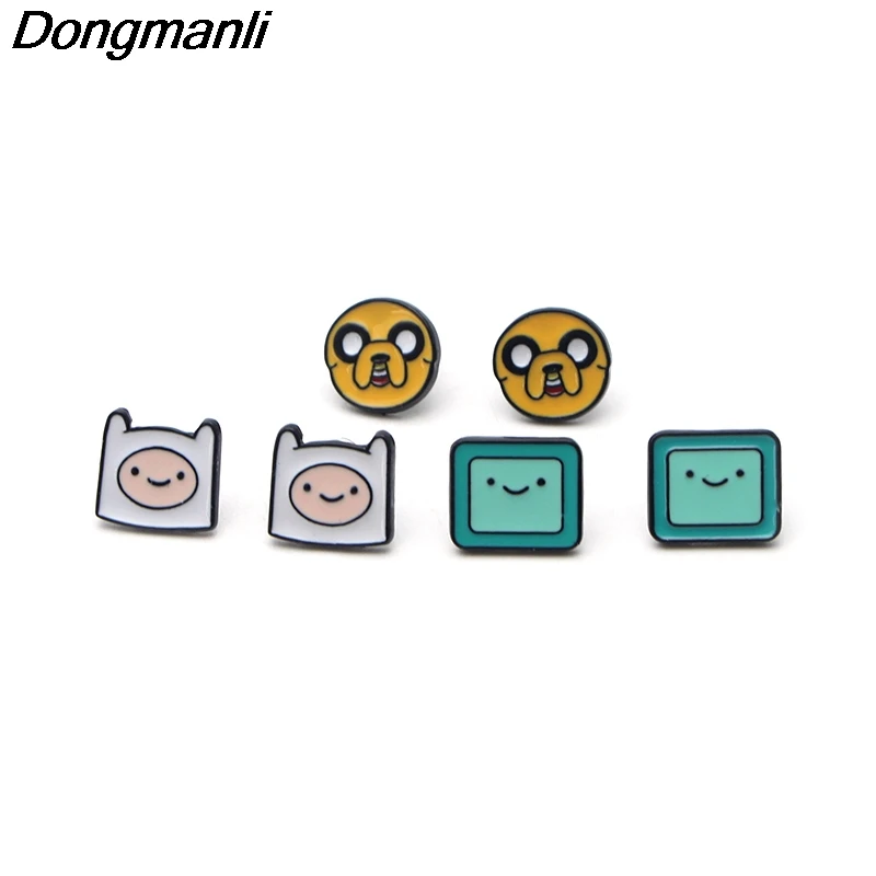 

P3174 Dongmanli Adventure Time Stainless Steel Pierce Ear Stud kids Cute Earrings For Womens Enamel Earrings Jewelry Gifts Girls