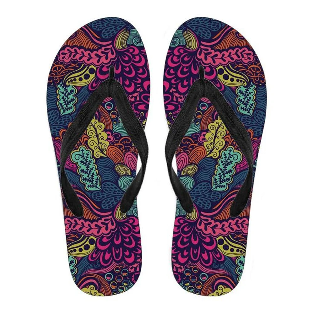 

Customized Women's Summer Flip Flops Slippers Woman Slip-on Psychedelic Art Pattern Casual House Flip Flops for Female Flats