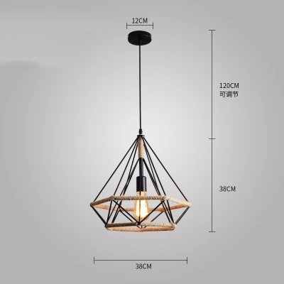 Подвесные светильники в американском ретро стиле, креативные железные подвесные светильники с алмазной пеньковой веревкой для магазина одежды, бара, ресторана, гостиной, кафе - Цвет корпуса: Medium