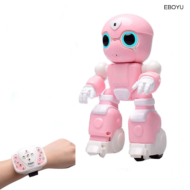 EBOYU Crazon 1802 Смарт RC робот игрушка Интеллектуальный рост робот музыка танец сообщение запись RC робот игрушка для домашних животных для детей подарок - Цвет: Розовый