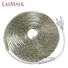 LAIMAIK LED Strip Light Waterproof Strip LED Light SMD5050 Led Tape AC220V Flexible Led Strip 60Leds/M Lighting with EU Plug