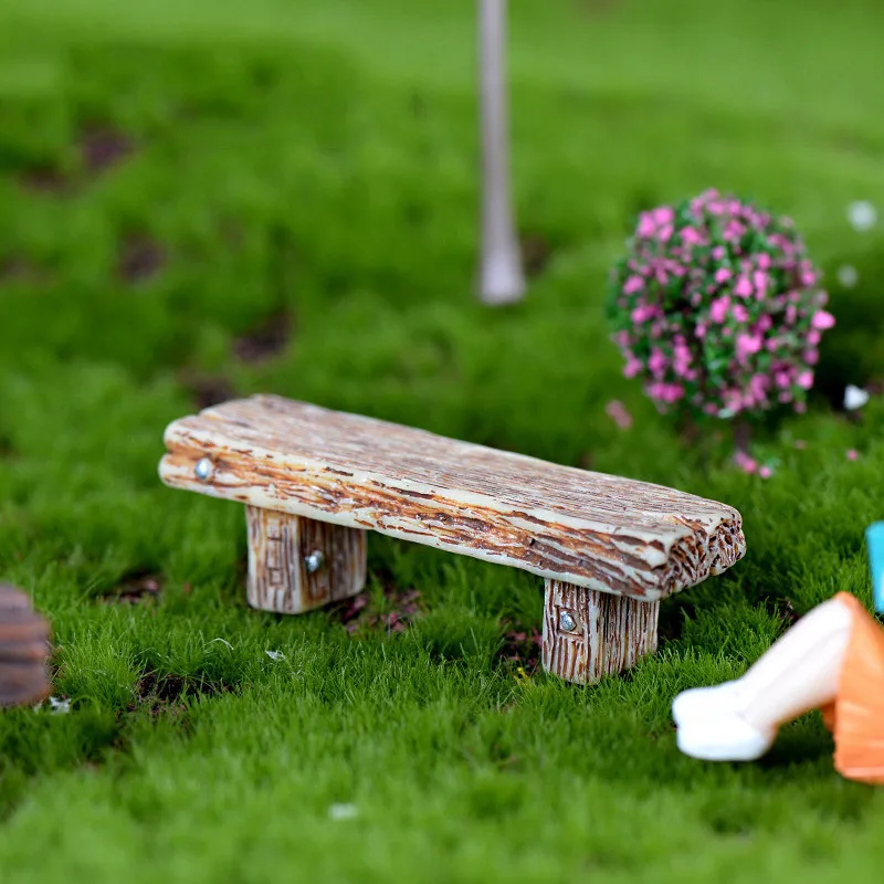 

Modern Courtyard Decoration for Dollhouse Landscape Toys Miniature resin wooden stool Furniture Fairy Garden Ornament Crafts