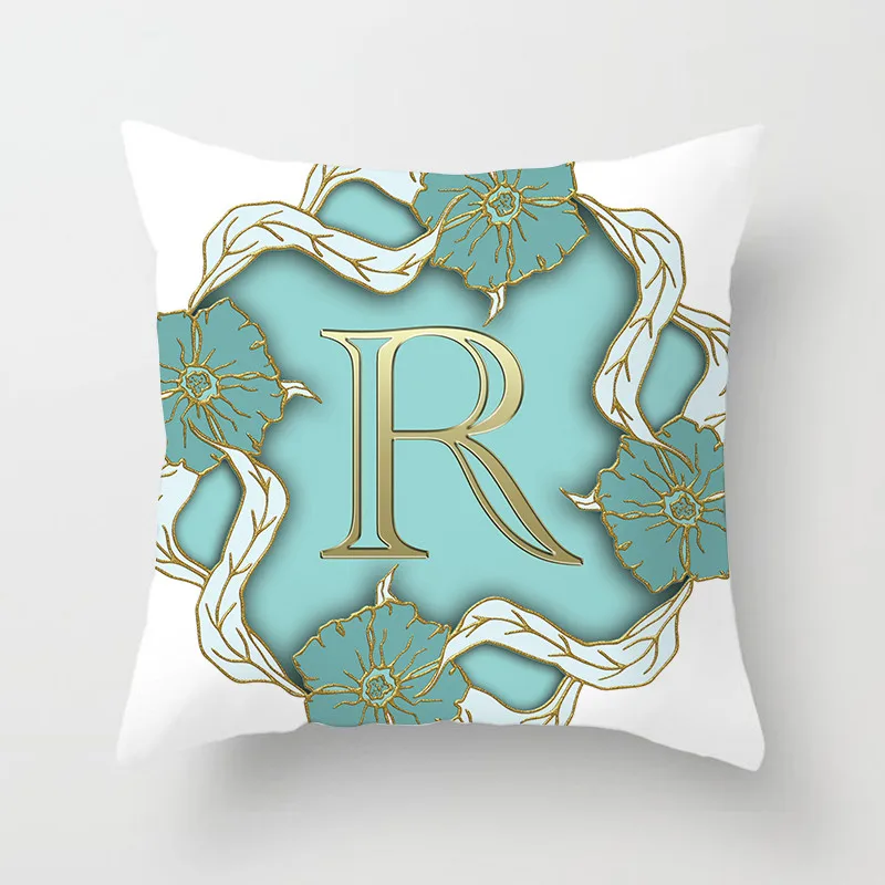 26 Alphabet Gold Letter Pillow Cover