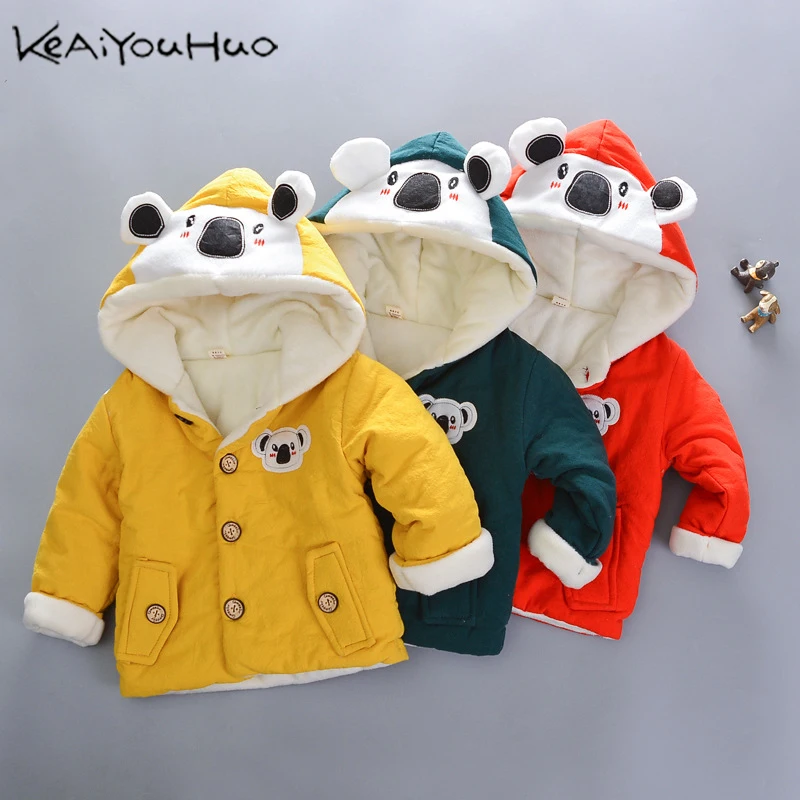 

2018 Christmas Baby Girls Boys Winter thick Jacket Kids Cartoon Casual Coat Toddler Warm Cotton Outerwear 1-5 Y Children Clothes