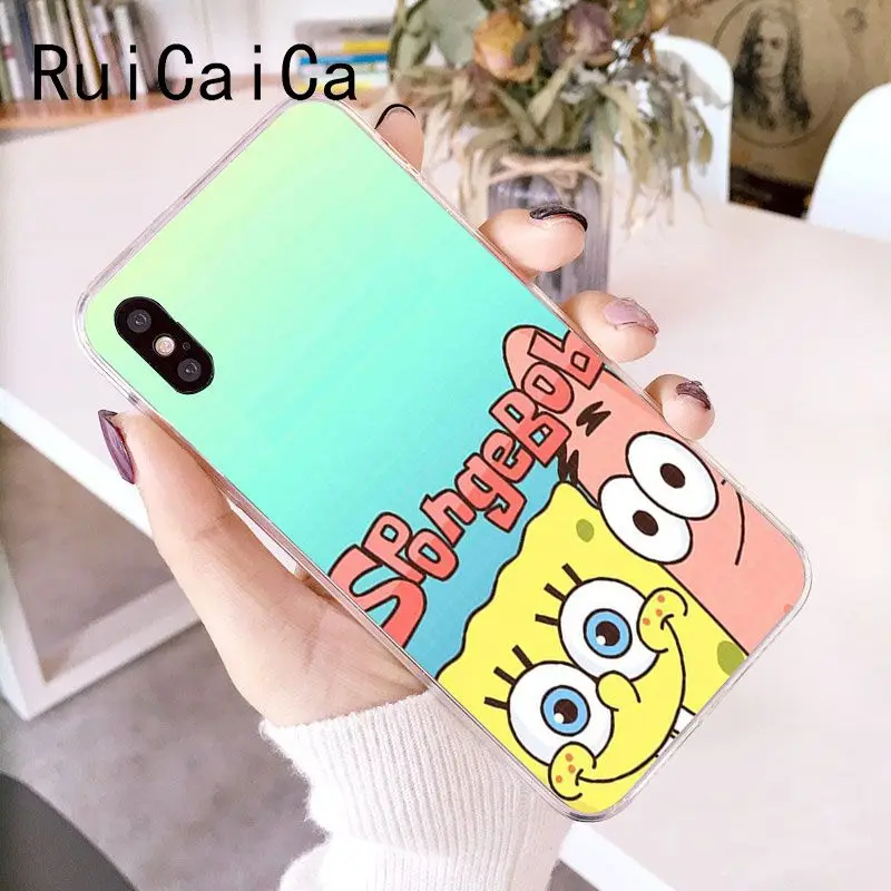 RuiCaiCa Губка Боб Квадратные Штаны крышка мягкий чехол для телефона iPhone X XS MAX 6 6S 7 7plus