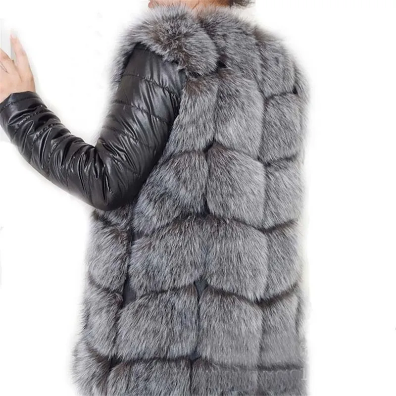 Fourrure Femmes 2018 Manteau Pu De Haute Imitation Chaud Argenté Yards Manches Faux Binyuxd Nouvelle D'hiver Grands Renard aFdnTw88x
