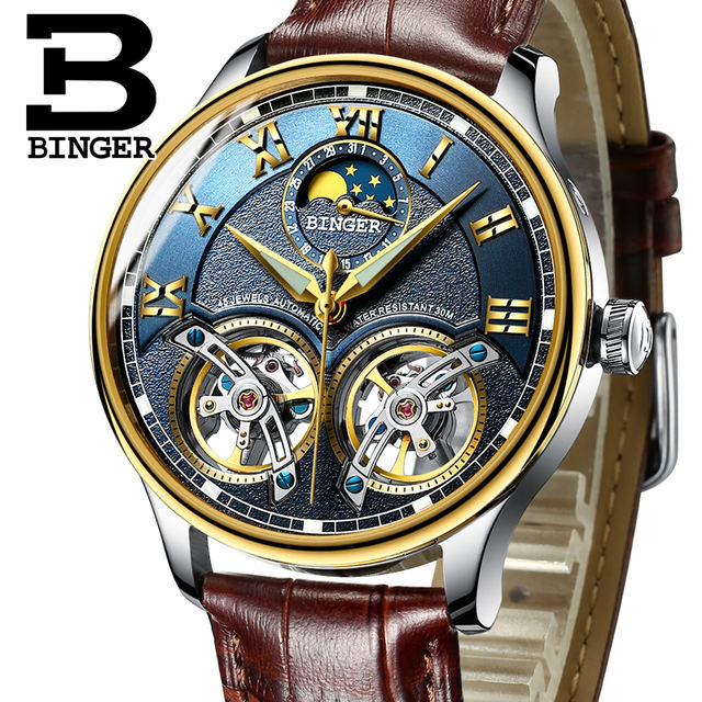 2019 New Mechanical Men Watches Binger Role Luxury Brand Skeleton Wrist Sapphire Waterproof Watch Men Clock Male reloj hombre