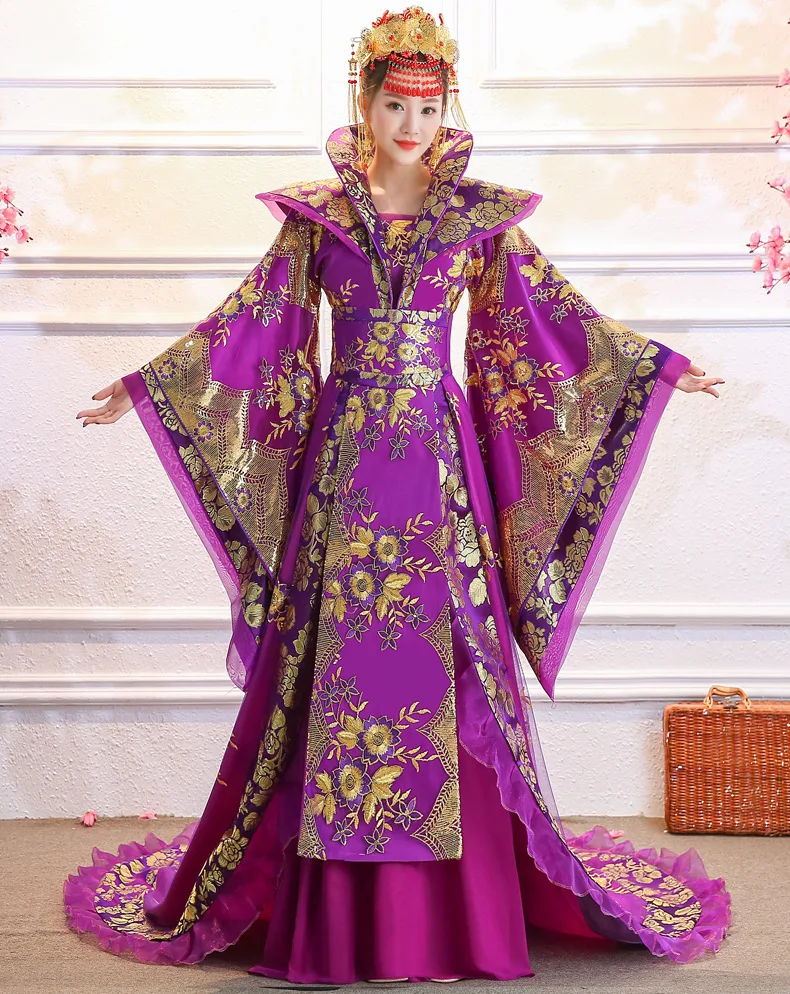 Высокое качество дизайнер китайский древняя династия Тан queen хвостохранилища костюм guzheng Show костюмы для женщин Hanfu китайской фотографии