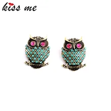 KISS ME, дизайн, Ретро стиль, Имитация драгоценного камня, сова, женские серьги-гвоздики, модное ювелирное изделие