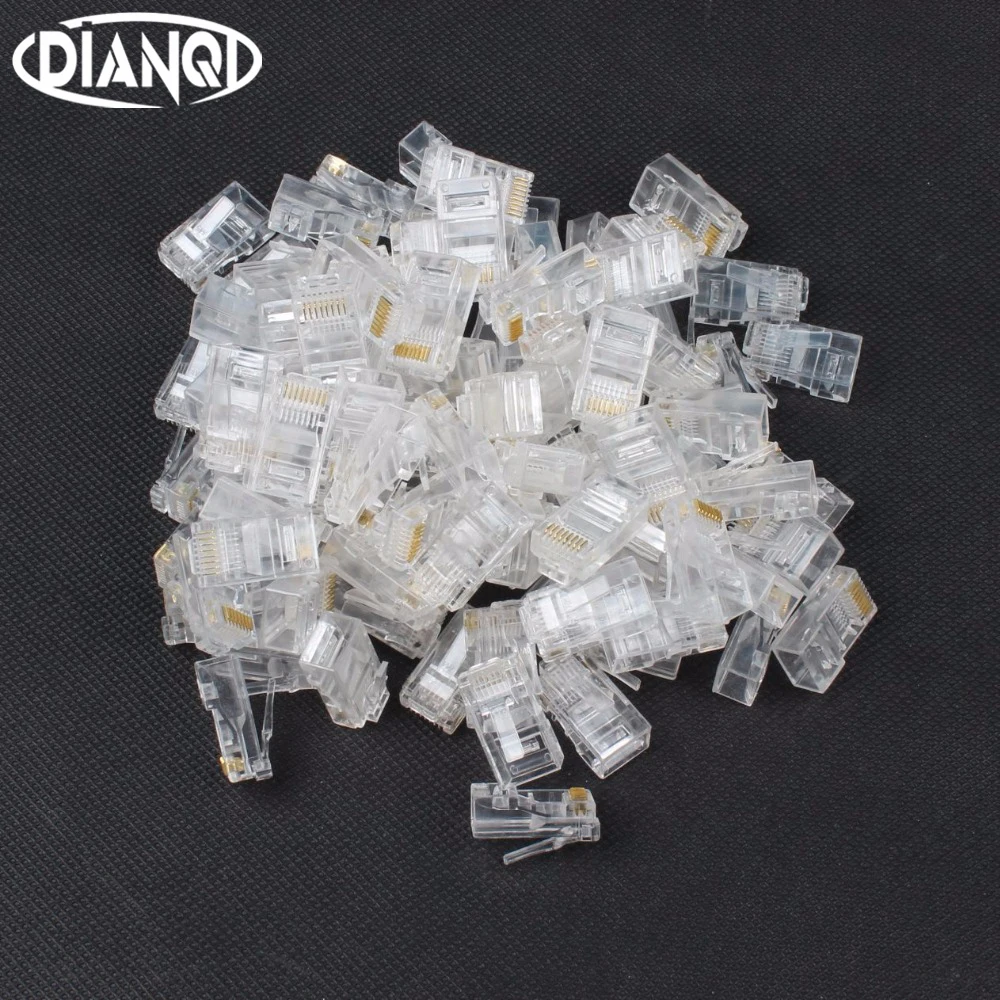 25 50 100 шт. RJ45 сетевая модульная вилка Cat5 CAT5e Разъем 8P8C utp неэкранированный