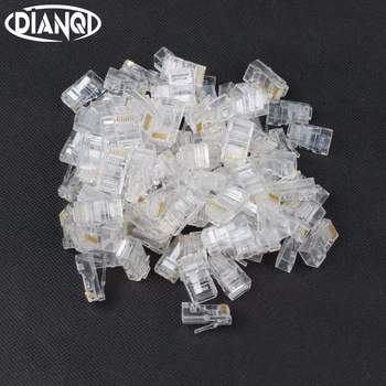 

25 50 100PCS RJ45 Net Network Modular Plug Cat5 CAT5e Connector 8P8C utp Unshielded Modular Rj45 Plug computer Terminal DN001