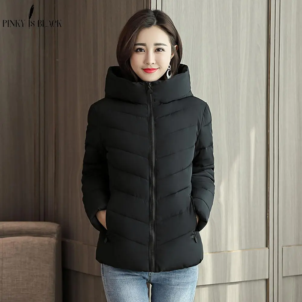 PinkyIsBlack Winter Jacket Women Cotton Short Jacket 2018 New Girls Padded Hooded Warm Parkas Winter Coat Women Plus Size 4XL