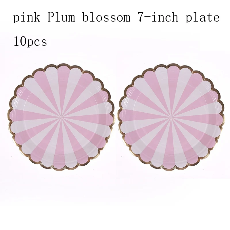 pink plum blossom Изысканная посуда для вечеринки в честь Дня рождения бумажная чашка тарелка салфетка для взрослых детей день рождения, детский душ изысканный DIY украшения sup - Цвет: pink plum blossom